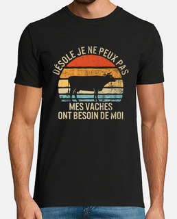 lo siento, no puedo, mis vacas me necesitan camiseta clásica para agricultores campesinos hombres mu