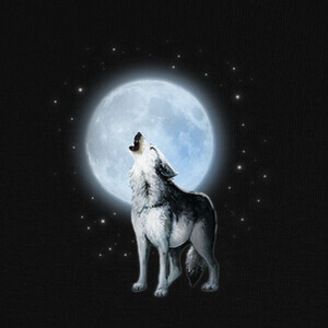 Camisetas lobo aullando luna
