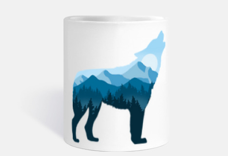 Lobo salvaje, silueta y paisaje