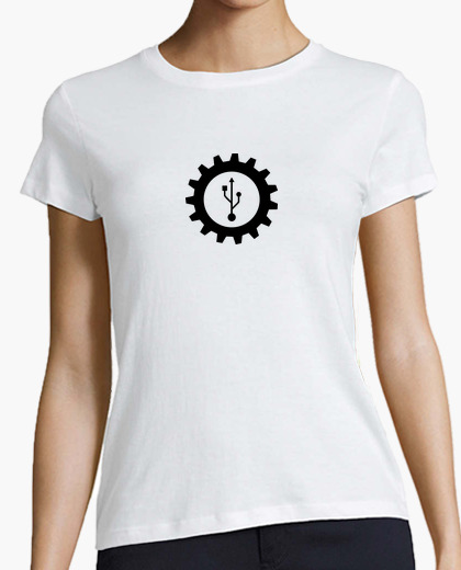 Logo USB. camiseta blanca chica.