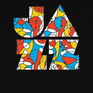 T-shirt logotipo moderno colorato di jazz