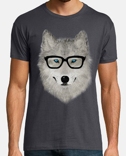 loup gris avec des lunettes