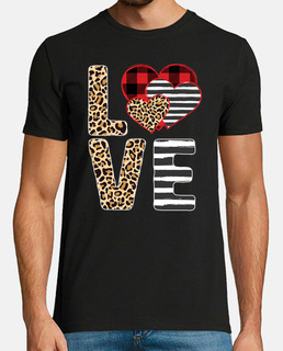 Love Valentines Day Three 3 Hearts Leopard Buffalo Plaid Zebra Print Girly Trendy Girlfriend Couple 