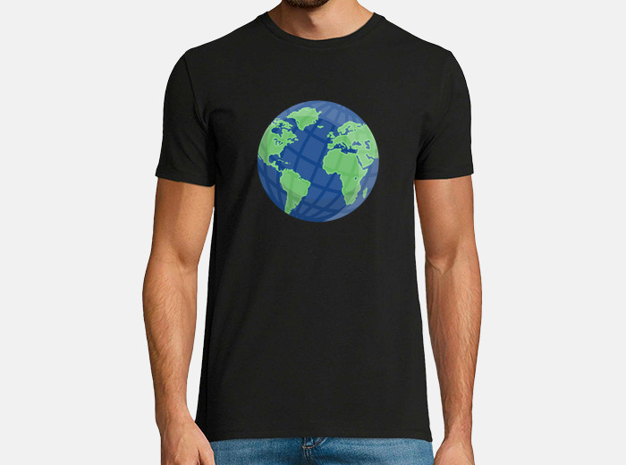 T shirt mappamondo globo terra blu verde desig. tostadora