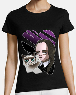 mercredi et chat grincheux