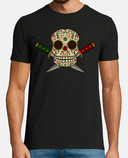 mexican skull with vintage daggers