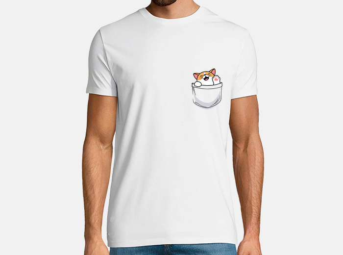 Tee shirt mignon petit chat dans la poche tostadora