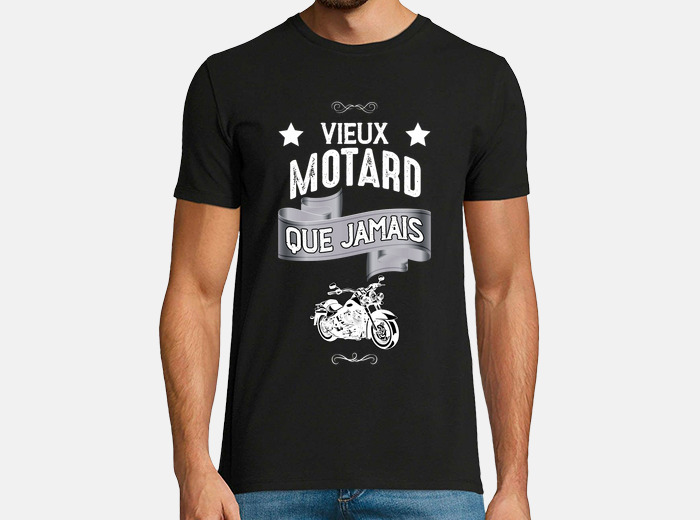 T-Shirt Noir homme manches courtes Vieux Motard que Jamais