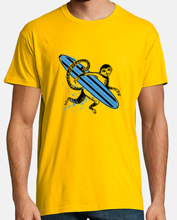 Mono Surf - azul. Hombre, manga corta, amarillo limón, calidad extra