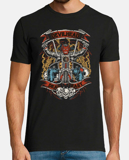 motards diable vintage moto rockabilly musique skulls moteur t-shirt