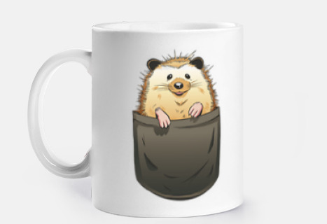 Mug hérisson dans la poche du tshirt design d artist pour oeuvrer à  protection des hedghog 