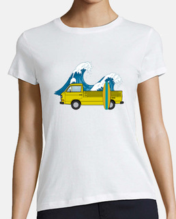 Mujer, Furgo doka surf ola amarillo