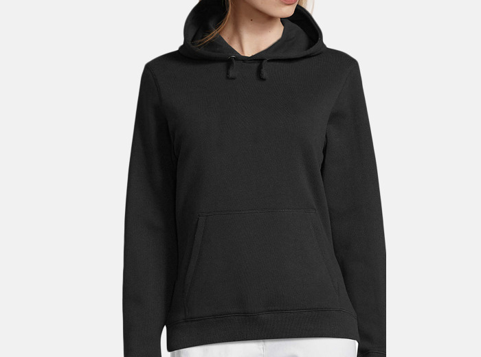 Sudadera con capucha mujer negro con diseños cuello con capucha Oodji Ultra