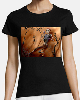 Mujer, manga corta, negra, algodón orgánico