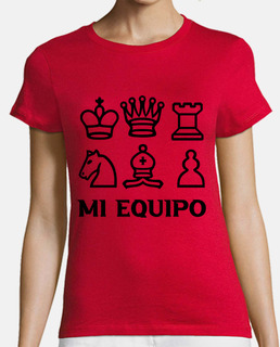 Mujer, manga corta, roja, algodón orgánico, ajedrez