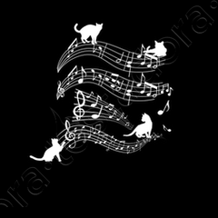 Music notes cats musical score funny poster | tostadora