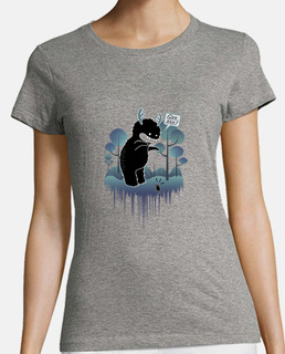 nice forest monster with horns giving a mouse a scare - woman, short sleeves, sky blue, premium qual