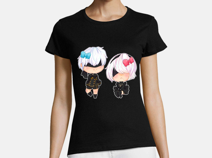 Nier: automata 9s and 2b chibi t-shirt | tostadora