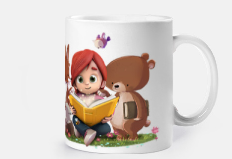 Niña leyendo con animales