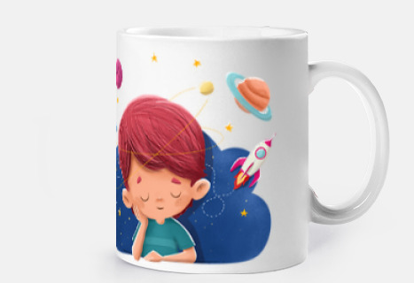 Niño imaginando cosas del espacio