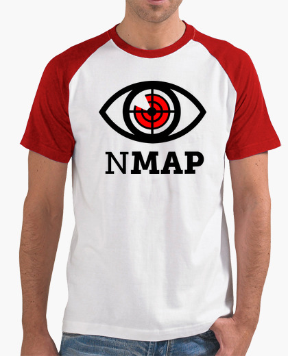 NMAP Logo Negro y Rojo. camiseta blanca...