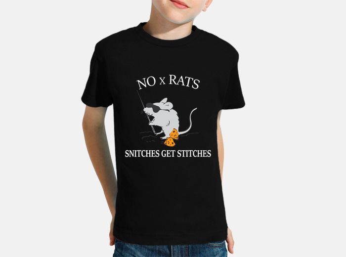 No Rats Snitches Get Stitches Funny Rat T-Shirt