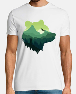 oso silueta y bonito paisaje de montaña
