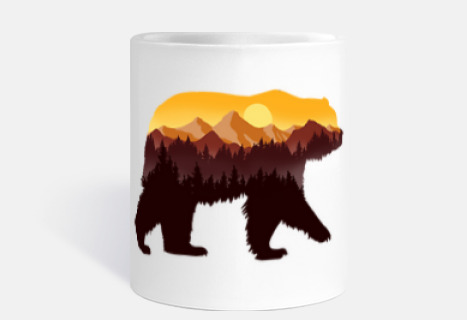 oso silueta y paisaje de montaña