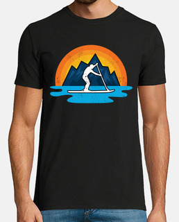 Paddleboarding Retro Sunset Lake Gift