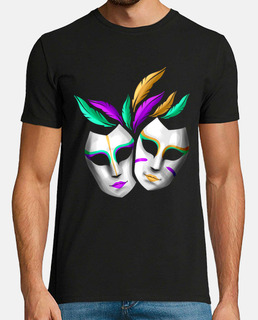 Pair Of White Masks With Feathers For