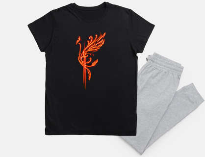 pájaro de fuego legendario estilo neón