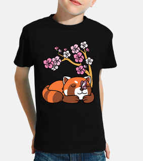 panda rojo durmiendo kawaii flor de cer