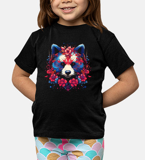 panda rosso floreale