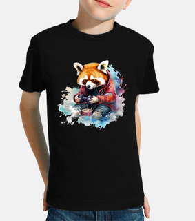 panda rosso marrone giocatore geek fun 