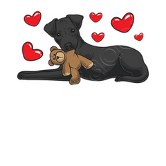 Patterdale terrier dog with stuffed baby s b. tostadora