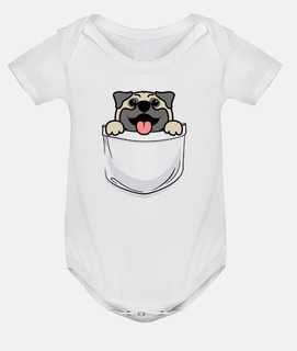 pequeño perro pug en el bolsillo
