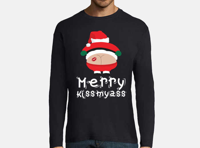 T shirt noel Merry Kissmyass - Pour Homme