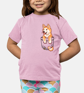 perrito lindo del akita del bolsillo - camisa de los niños