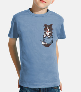 perro lindo del border collie del bolsillo - camisa de los niños