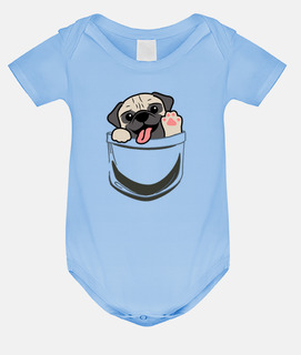 perro pug en el bolsillo