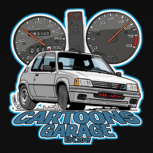 peugeot 205 rallye cartoons garage T-shirts