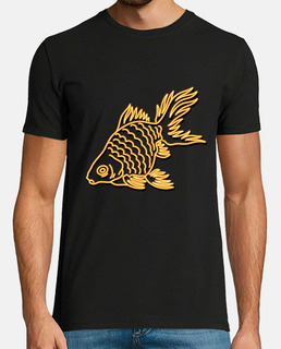 pez dorado , estilizado , lineas , dorado , para salidas