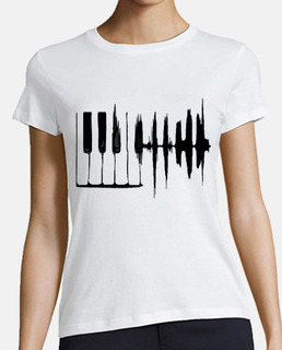 piano ondas sonido blanco camiseta mujer blanca