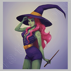 Pin up witch poster tostadora
