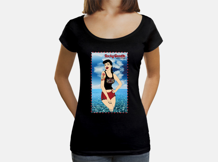 Camiseta pin up mujer cuello ancho laTostadora