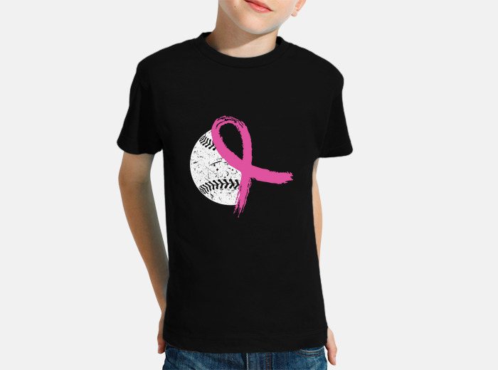 Pink ribbon baseball breast cancer kids