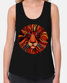 pintura artistica de león colorida - camiseta mujer sin mangas