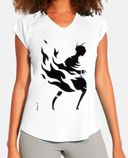 pochoir flamme 1 T-shirt sport femme blanc