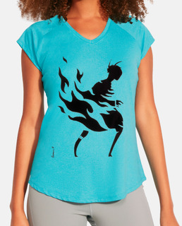 pochoir flamme 1 T-shirt sport femme turquoise
