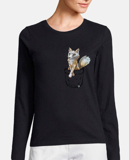 pocket cute corsac fox - manche longue femme